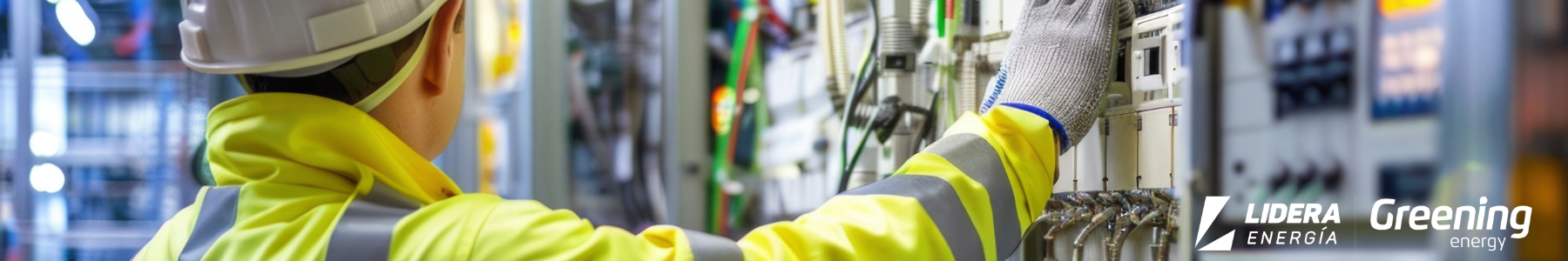 Técnico realizando labores de mantenimiento en la infraestructura eléctrica de distribución